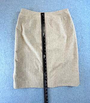 Rena Rowan Women’s Beige Tweed Wool Blend Pencil Skirt Sz 10 Lined Slit Zip